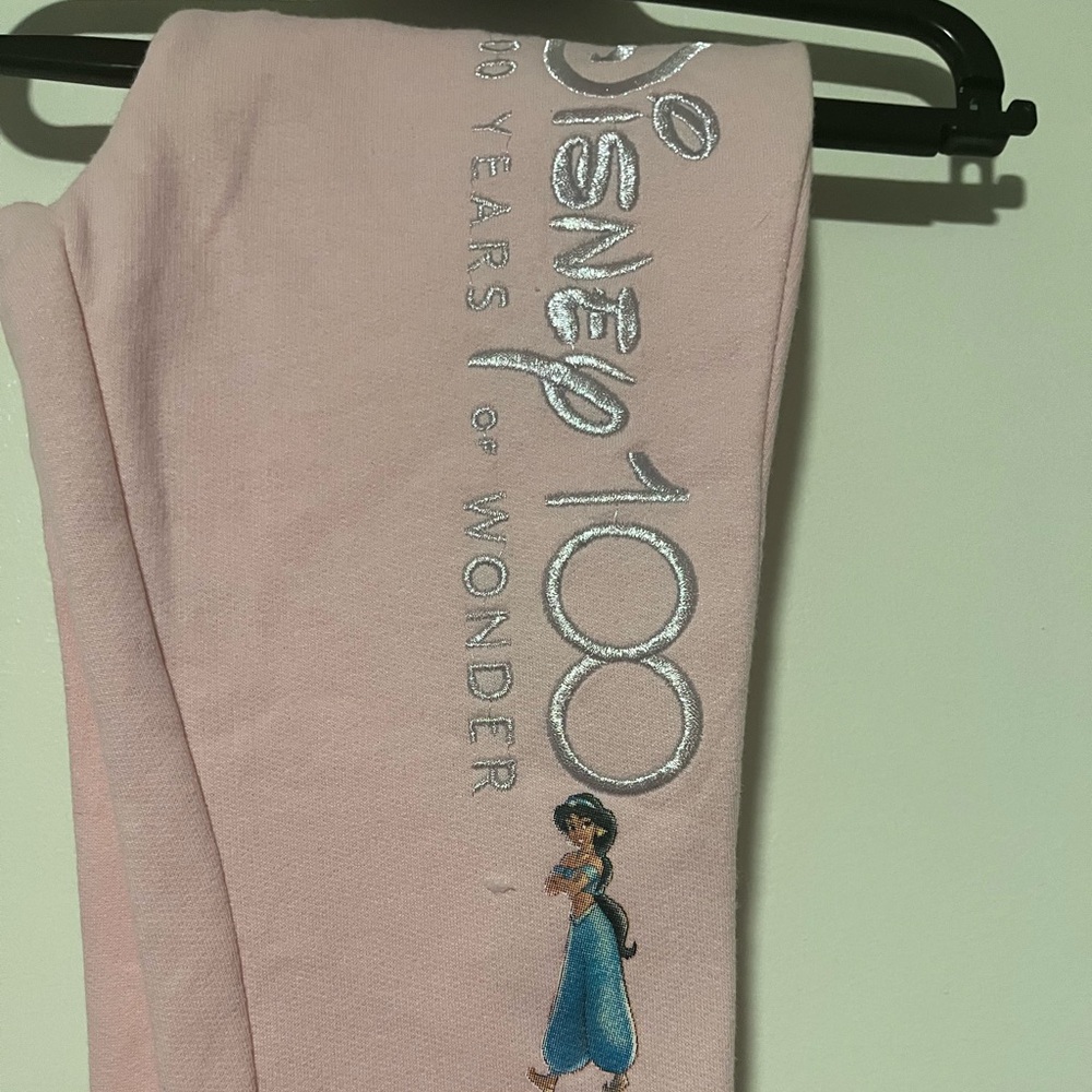 Size 3 👧 New Disney 100 Toddler Girls  2-Piece Sweatshirt & Jogger Set, Pink - Picture 2 of 3